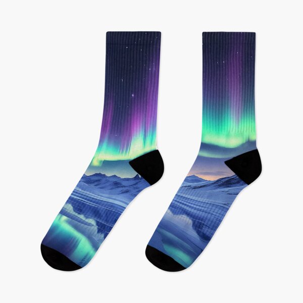 Item preview, Aurora Borealis Over Frozen Mountains – Northern Lights Landscape Wall Art designed and sold by DreamyWallVibes.