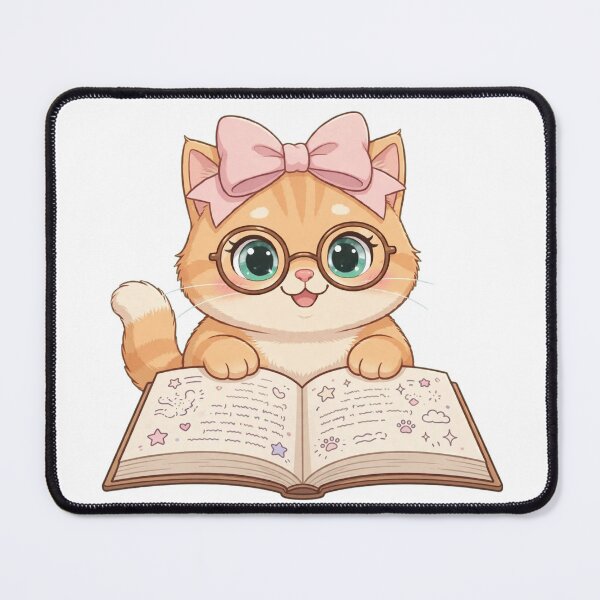 Item preview, Cute Cat Reading Open Book With Glasses designed and sold by Moody Vibes Studio.