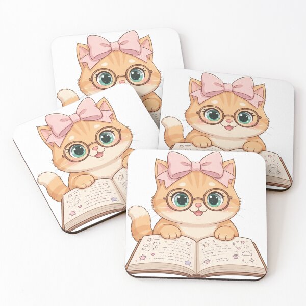 Item preview, Cute Cat Reading Open Book With Glasses designed and sold by Moody Vibes Studio.