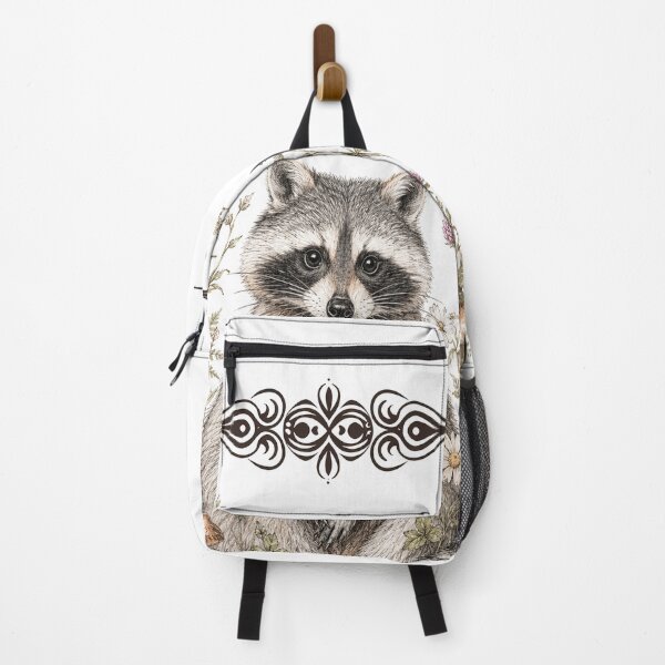 Item preview, Vintage Botanical Raccoon with Wild Mushrooms Pencil Illustration designed and sold by Jaani-T.