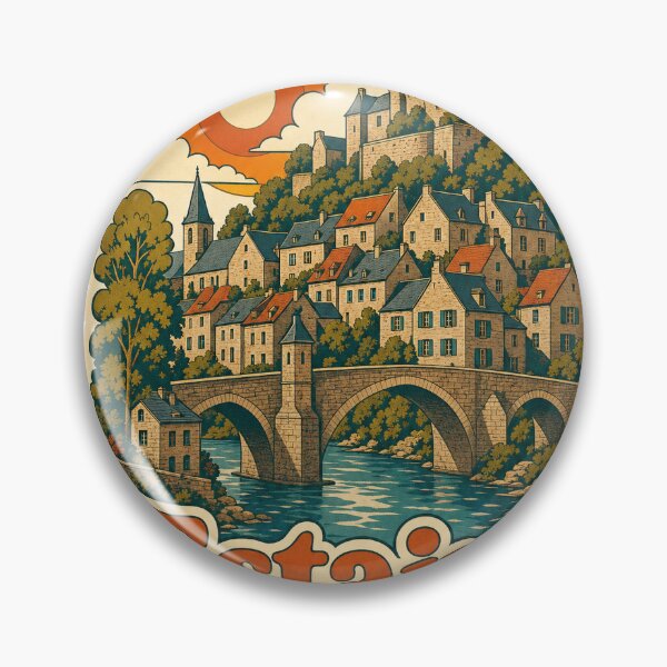 Item preview, Estaing France Travel Souvenir - Retro Illustration designed and sold by VisualArtsOasis.
