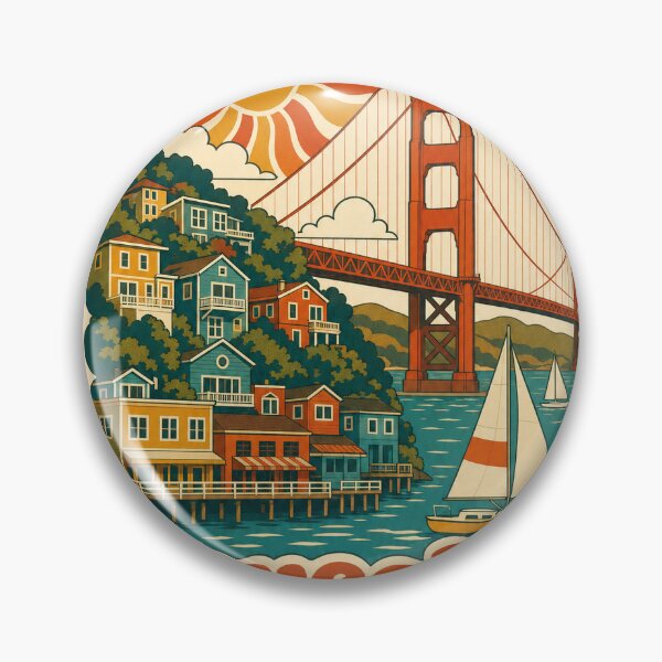 Item preview, Sausalito USA Travel Souvenir - Retro Illustration designed and sold by VisualArtsOasis.