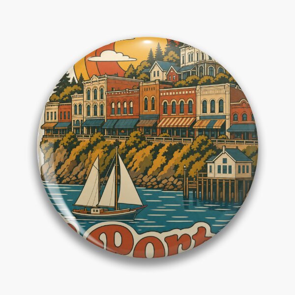 Item preview, Port Townsend USA Travel Souvenir - Retro Illustration designed and sold by VisualArtsOasis.