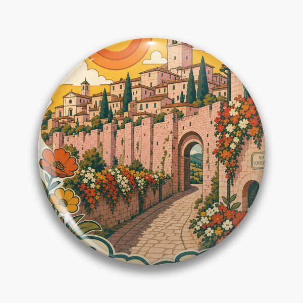 Item preview, Spello Italy Travel Souvenir - Retro Illustration designed and sold by VisualArtsOasis.