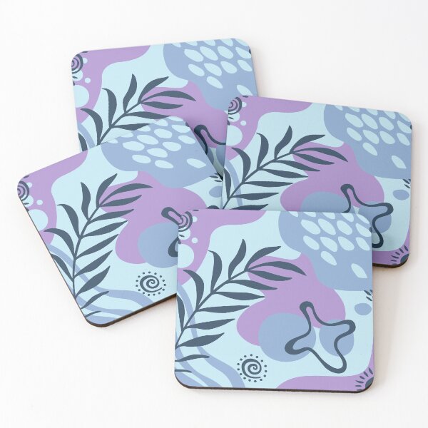 Item preview, Abstract Botanical Background with Organic Shapes and Modern Leaves in Purple and Blue Vector Design designed and sold by Avara-Creative.