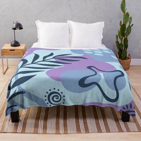 Item preview, Abstract Botanical Background with Organic Shapes and Modern Leaves in Purple and Blue Vector Design designed and sold by Avara-Creative.
