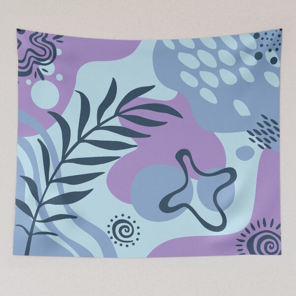 Item preview, Abstract Botanical Background with Organic Shapes and Modern Leaves in Purple and Blue Vector Design designed and sold by Avara-Creative.