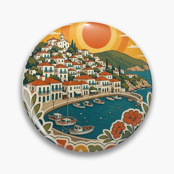 Item preview, Skopelos Greece Travel Souvenir - Retro Illustration designed and sold by VisualArtsOasis.