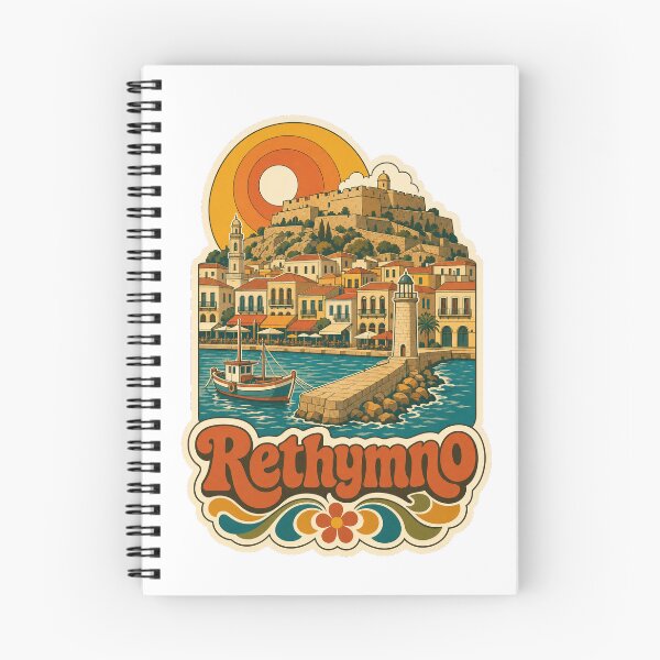 Item preview, Rethymno Greece Travel Souvenir - Retro Illustration designed and sold by VisualArtsOasis.