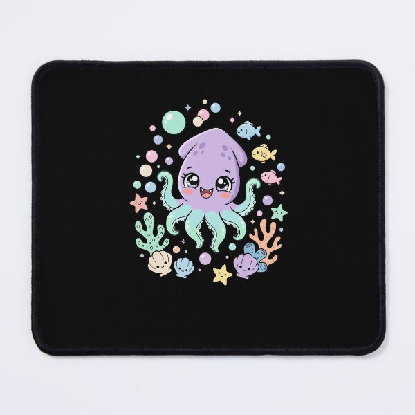 Item preview, Kawaii Squid Cute Aquatic Creatures Pastel Art designed and sold by snowry.
