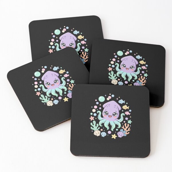 Item preview, Kawaii Squid Cute Aquatic Creatures Pastel Art designed and sold by snowry.