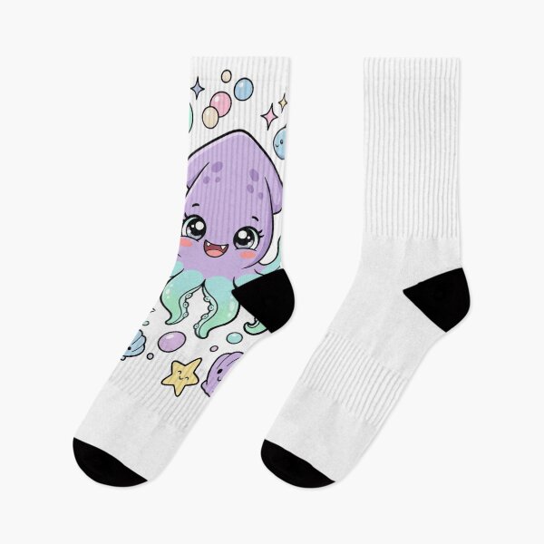 Item preview, Kawaii Squid Cute Aquatic Creatures Pastel Art designed and sold by snowry.