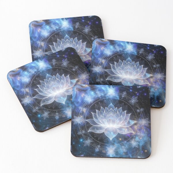 Item preview, Glowing Blue Lotus Cosmic Mandala designed and sold by IntelliMindDesigns.