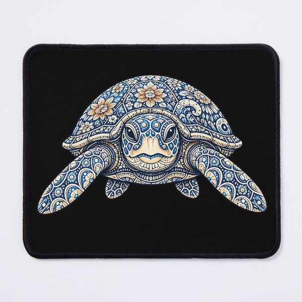 Item preview, Blue Floral Sea Turtle| Ocean Floral Art designed and sold by Zaru Zentangle Studio.
