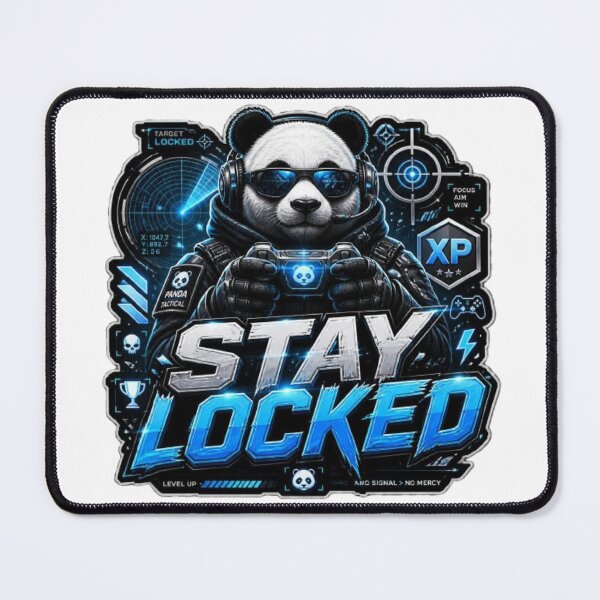 Artikelvorschau, Bleib gesperrt! Panda Gaming-Sticker | Neon Cyber Gamer Streetwear Grafikdesign entworfen und verkauft von Stylestickers55.
