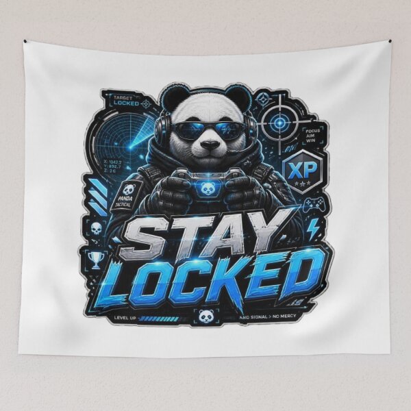 Item preview, STAY LOCKED Panda Gaming Sticker | Neon Cyber Gamer Streetwear Graphic Design designed and sold by Stylestickers55.