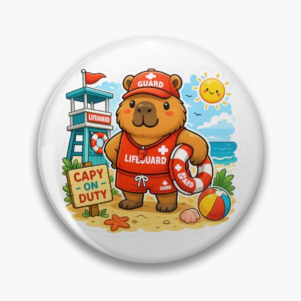 Item preview, Capy on Duty Lifeguard Capybara Sticker designed and sold by AuudiVasustudio.