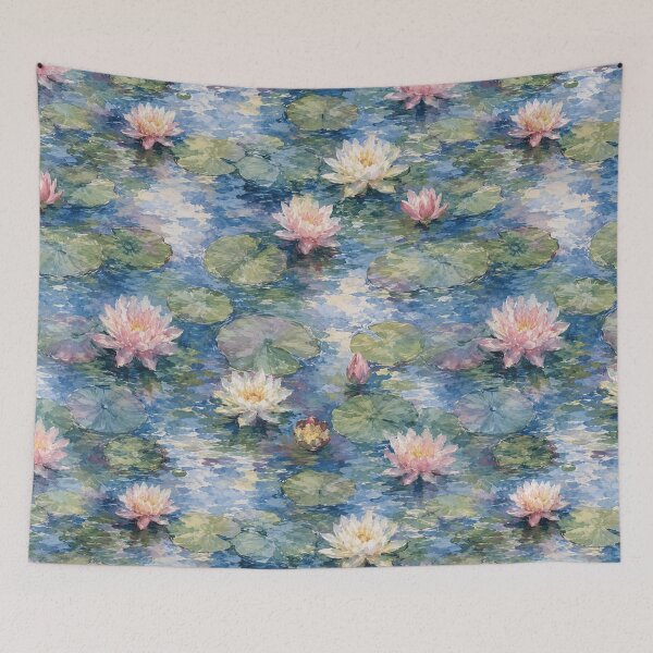 Item preview, Waterlily Pond Monet Watercolor Impressionist Seamless Pattern designed and sold by Inkworksbyshery.