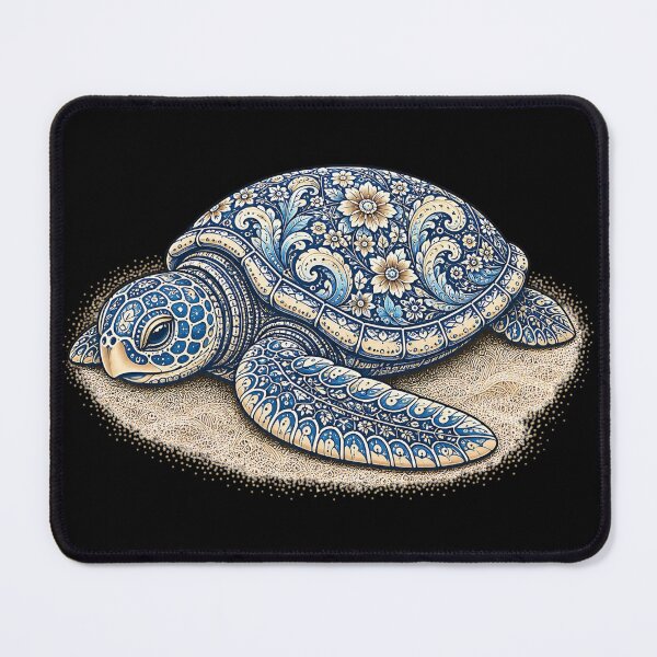 Item preview, Elegant Resting Sea Turtle | Ocean Floral Art designed and sold by Zaru Zentangle Studio.