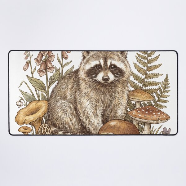 Item preview, Vintage Botanical Raccoon with Wild Mushrooms designed and sold by Jaani-T.