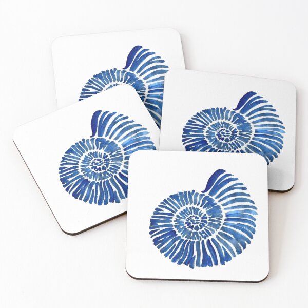 Item preview, Blue Watercolor Ammonite Shell - Minimalist Marine Fossil Graphic designed and sold by Kromatik.