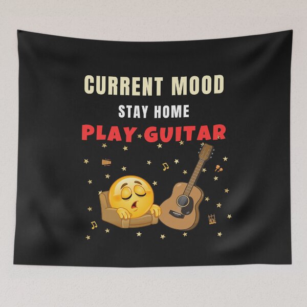 Aperçu de l'œuvre Humeur du moment Rester à la maison Jouer de la guitare Design amusant de guitariste créée et vendue par Joyful-Pixel.