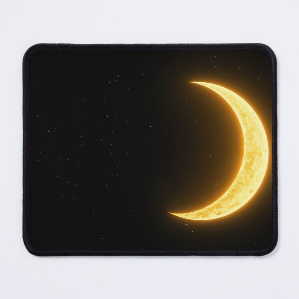 Aperçu de l'œuvre Croissant de lune doré brillant dans un ciel étoilé céleste créée et vendue par StudioForge.