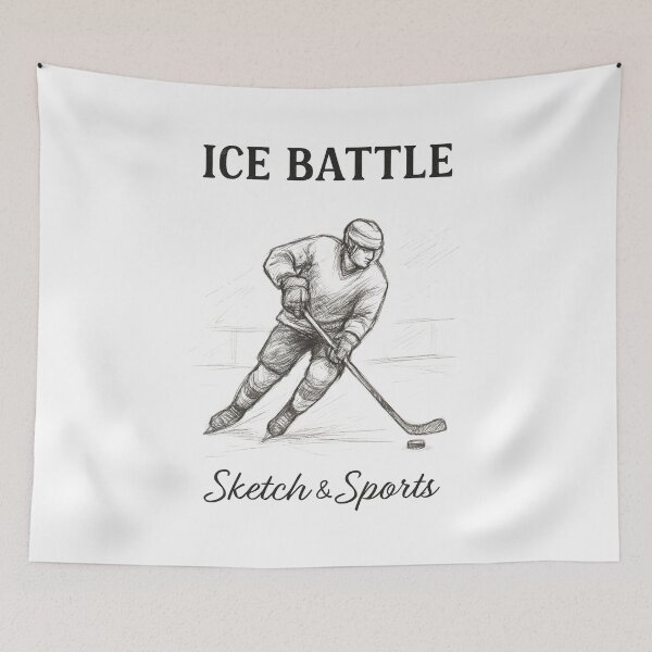 Item preview, Ice Battle Vintage Hockey Sketch | Minimalist Ice Hockey Player Drawing designed and sold by ArcadiaSilence.