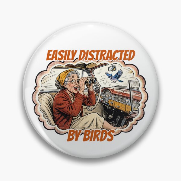 Item preview, Easily Distracted By Birds Funny Retro Birdwatcher Grandma Birdwatching Pun designed and sold by Neurospicy Trolls.