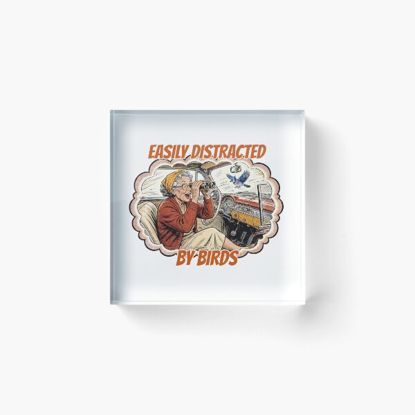 Item preview, Easily Distracted By Birds Funny Retro Birdwatcher Grandma Birdwatching Pun designed and sold by Neurospicy Trolls.