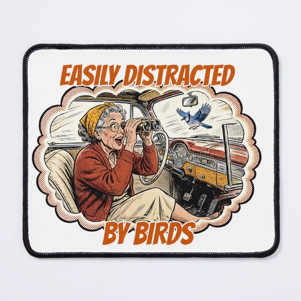 Item preview, Easily Distracted By Birds Funny Retro Birdwatcher Grandma Birdwatching Pun designed and sold by Neurospicy Trolls.