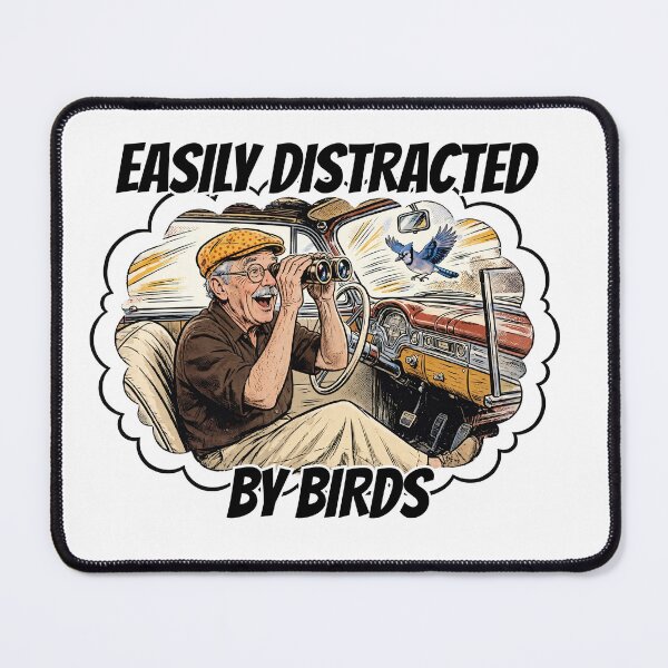 Item preview, Easily Distracted By Birds Funny Grandpa Birdwatcher Retro Birdwatching Pun designed and sold by Neurospicy Trolls.