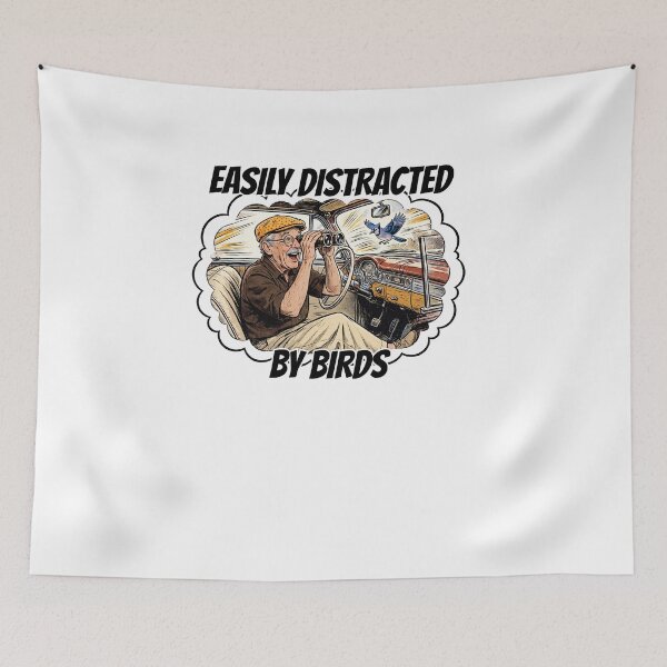 Item preview, Easily Distracted By Birds Funny Grandpa Birdwatcher Retro Birdwatching Pun designed and sold by Neurospicy Trolls.