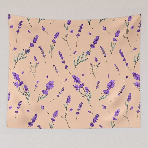 Item preview, Lavender Pattern - Purple Botanical Flowers on Peach Background designed and sold by NuvoraNest.