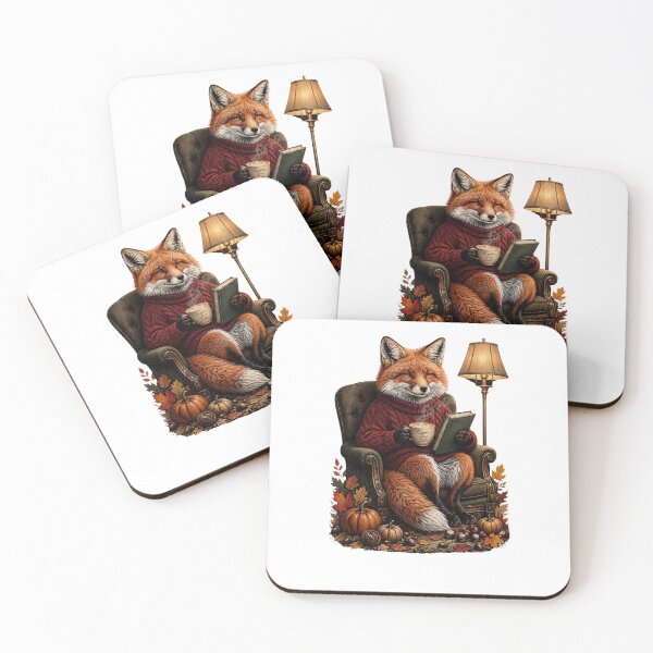Item preview, Cozy Autumn Fox Reading Book Pumpkin Spice Latte Fall Goblincore Cozy Fox designed and sold by Neurospicy Trolls.