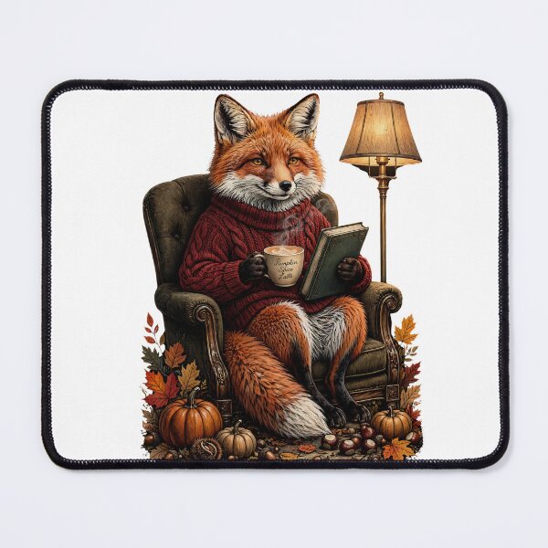 Item preview, Cozy Autumn Fox Reading Book Pumpkin Spice Latte Fall Goblincore Cozy Fox designed and sold by Neurospicy Trolls.