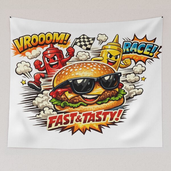 Item preview, Fast & Tasty Racing Burger Funny Fast Food Graphic designed and sold by irfanshikh.