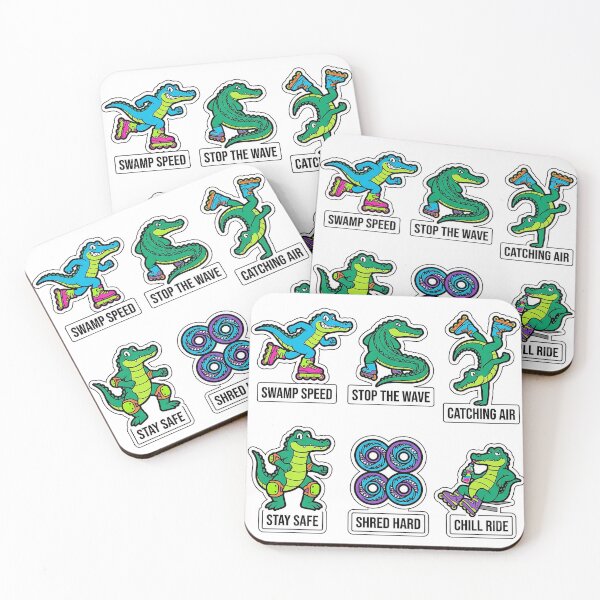 Item preview, Vintage Gator Rollerblade Sticker Pack - Retro 90s Active Sport Puns designed and sold by SimpleP.
