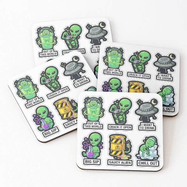 Item preview, Retro Alien Neon Soda Sticker Pack - Vintage 90s Futuristic Juice Puns designed and sold by SimpleP.