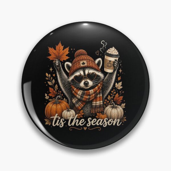 Item preview, Retro Autumn Raccoon Pumpkin | Funny Fall Coffee Aesthetic Art designed and sold by DesignDenDo ⭐⭐⭐⭐⭐.