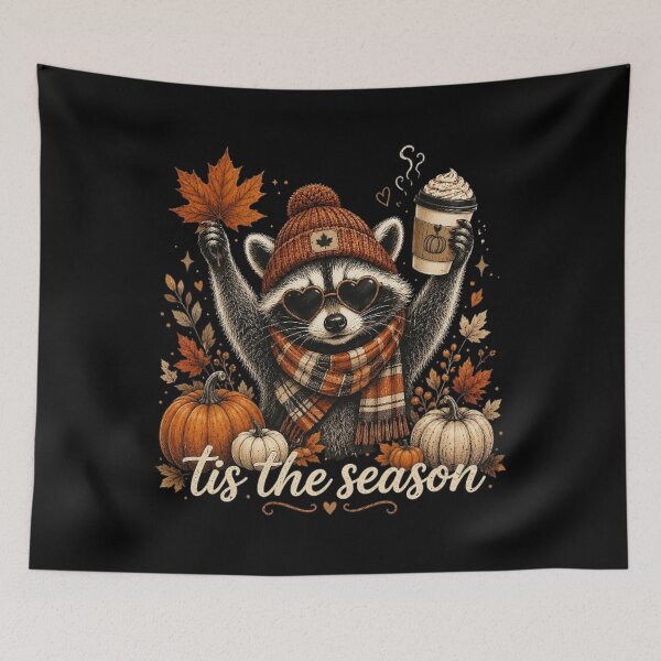 Item preview, Retro Autumn Raccoon Pumpkin | Funny Fall Coffee Aesthetic Art designed and sold by DesignDenDo ⭐⭐⭐⭐⭐.
