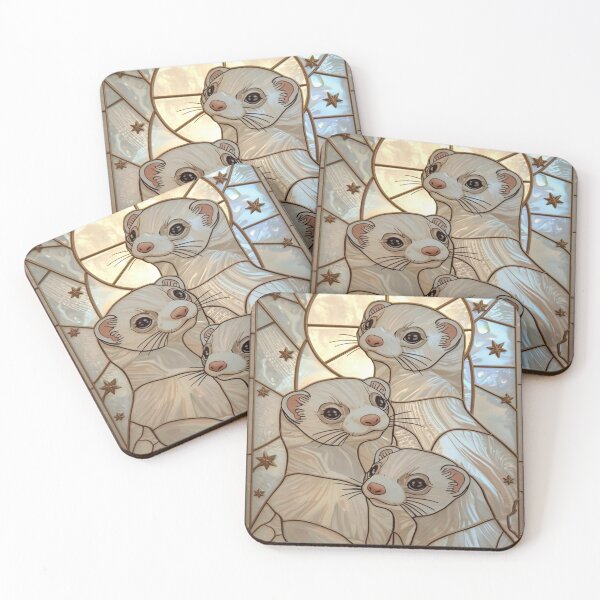 Item preview, Ferrets in Stained Glass with Golden Moon designed and sold by BriSher.