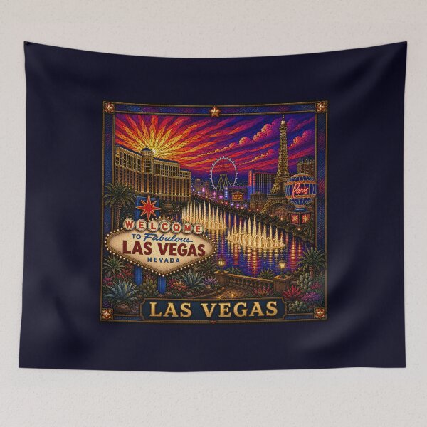 Item preview, Las Vegas Nevada Stained Glass Travel Poster | Mosaic City Wall Art designed and sold by Swanny's Custom T-shirt and Gift Designs.
