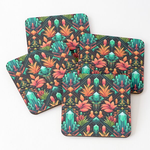 Item preview, Teal Crystal Floral Ornamental Pattern designed and sold by IntelliMindDesigns.