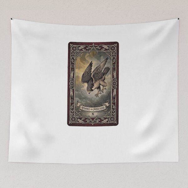 Item preview, Wheel of Fortune Tarot Card Peregrine Falcon Birdwatcher X designed and sold by Neurospicy Trolls.