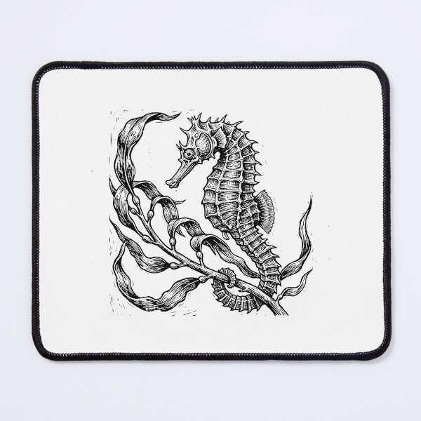 Item preview, Vintage Woodcut Giant Seahorse Illustration designed and sold by DuckOddity.