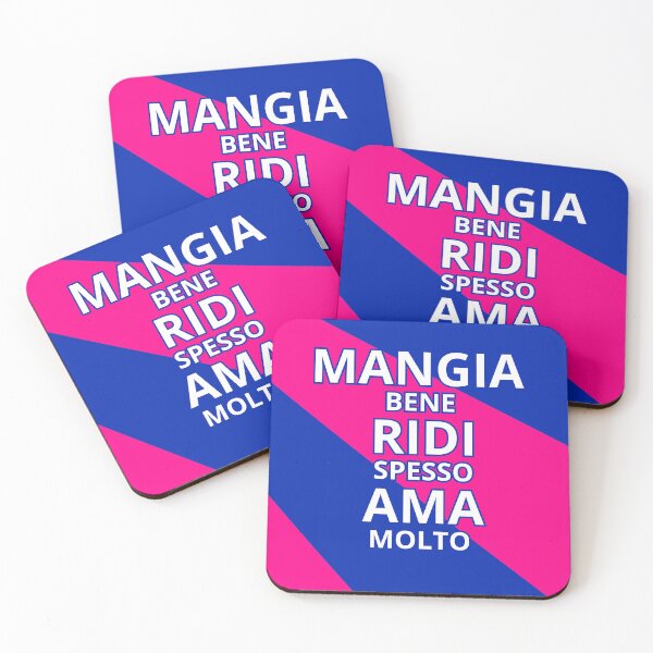Item preview, Mangia Bene Ridi Spesso Ama Molto – White Italian Quote on Fuchsia & Navy Blue Background designed and sold by icreativestudio.