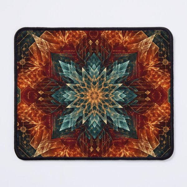 Item preview, Warm Orange Teal Geometric Mandala designed and sold by IntelliMindDesigns.