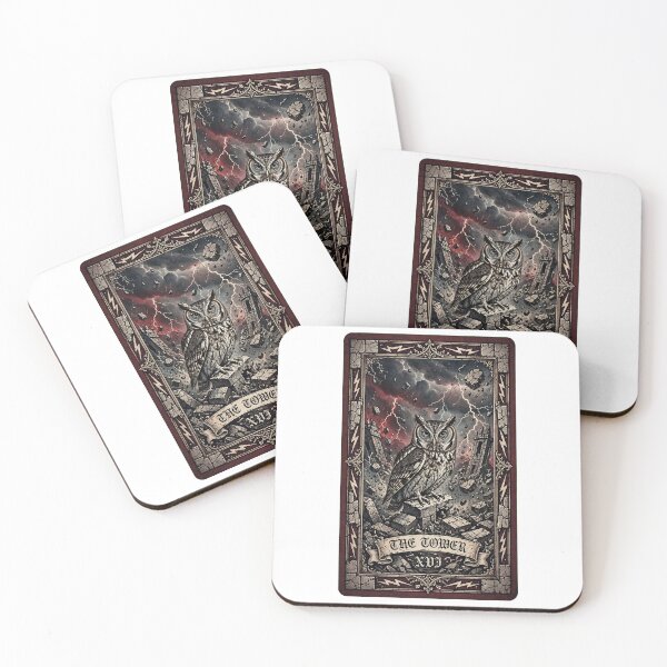 Item preview, The Tower Tarot Card Screech Owl Birdwatcher Gothic XVI designed and sold by Neurospicy Trolls.
