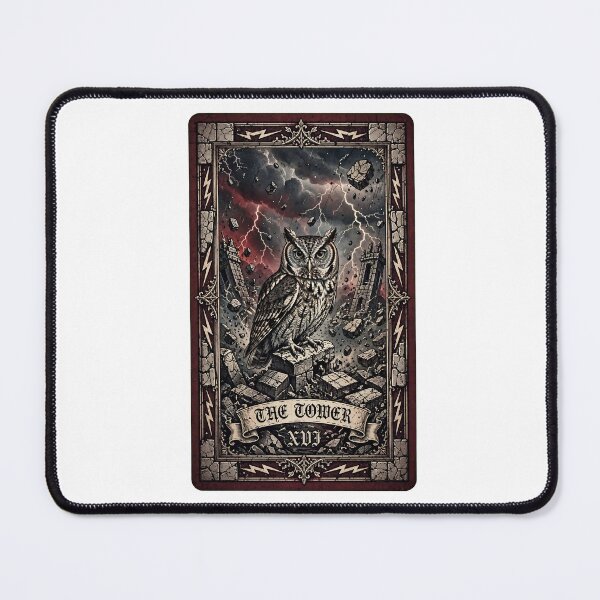 Item preview, The Tower Tarot Card Screech Owl Birdwatcher Gothic XVI designed and sold by Neurospicy Trolls.
